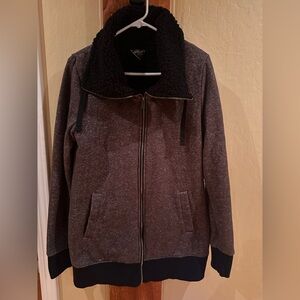 Roxy Brownish-Gray Zip-Up Jacket with Black Collar